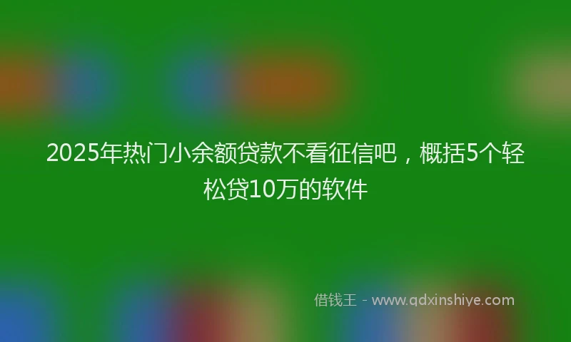 2025年热门小余额贷款不看征信吧，概括5个轻松贷10万的软件