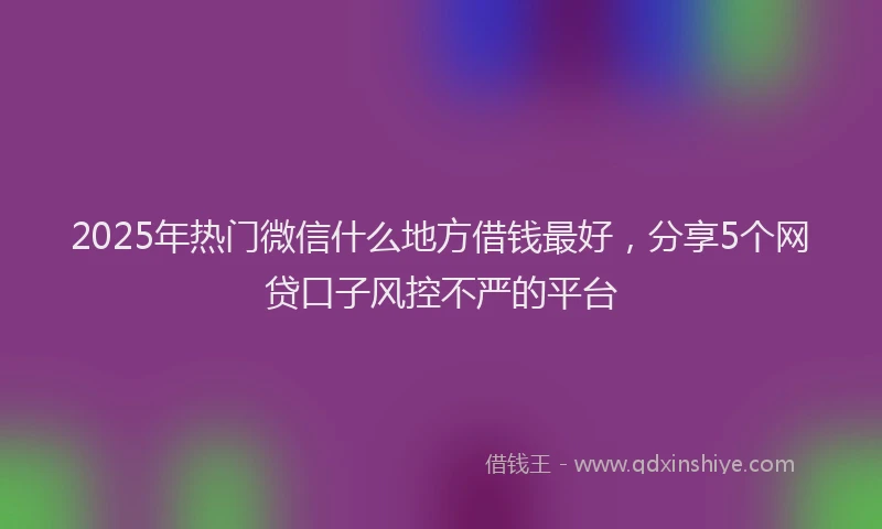 2025年热门微信什么地方借钱最好，分享5个网贷口子风控不严的平台