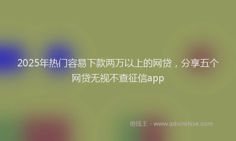 2025年热门容易下款两万以上的网贷，分享五个网贷无视不查征信app