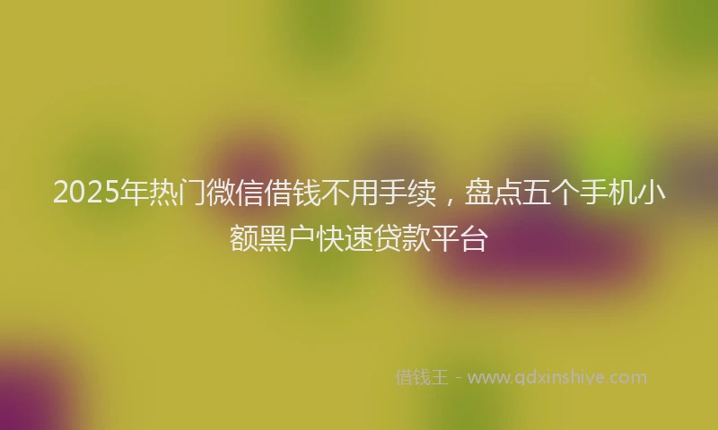 2025年热门微信借钱不用手续，盘点五个手机小额黑户快速贷款平台
