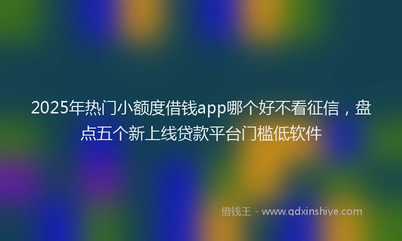 2025年热门小额度借钱app哪个好不看征信，盘点五个新上线贷款平台门槛低软件