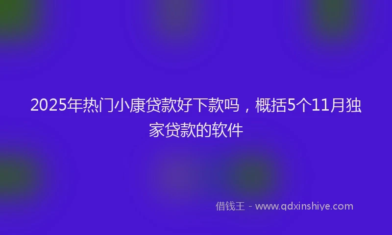 2025年热门小康贷款好下款吗，概括5个11月独家贷款的软件