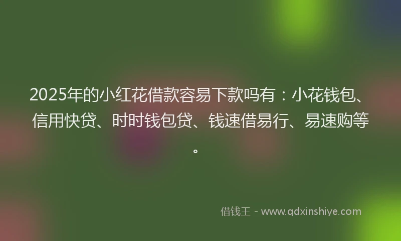 2025年的小红花借款容易下款吗有：小花钱包、信用快贷、时时钱包贷、钱速借易行、易速购等。