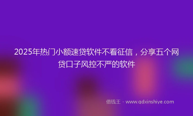 2025年热门小额速贷软件不看征信，分享五个网贷口子风控不严的软件