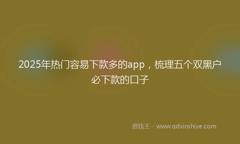 2025年热门容易下款多的app，梳理五个双黑户必下款的口子