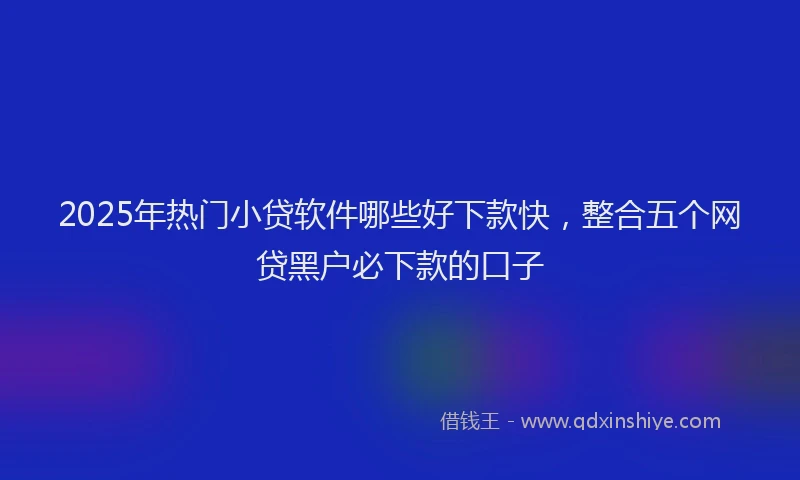 2025年热门小贷软件哪些好下款快，整合五个网贷黑户必下款的口子