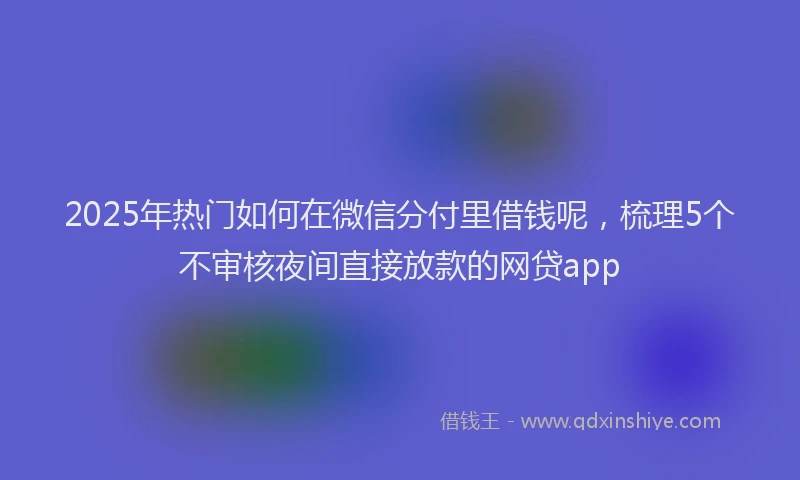 2025年热门如何在微信分付里借钱呢，梳理5个不审核夜间直接放款的网贷app