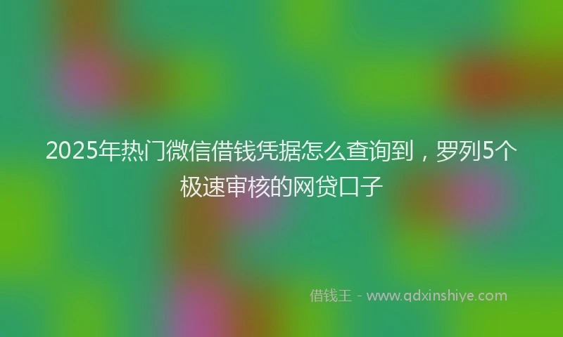 2025年热门微信借钱凭据怎么查询到，罗列5个极速审核的网贷口子