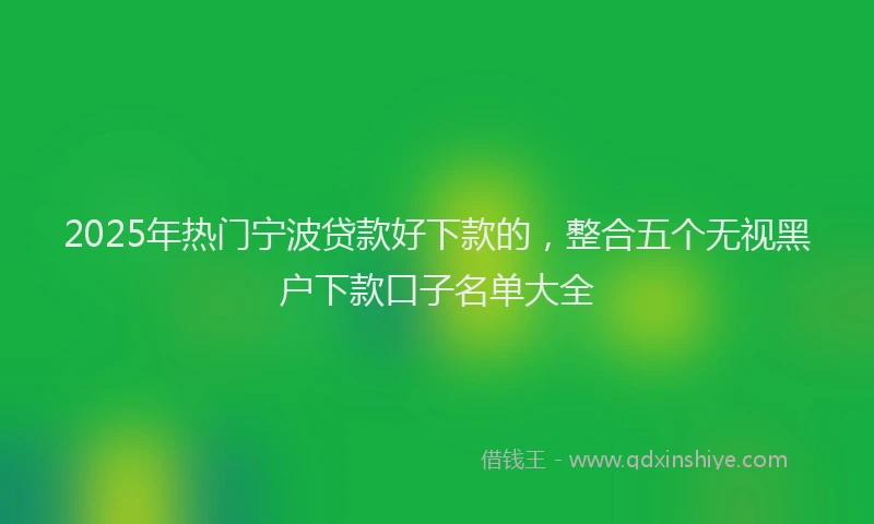 2025年热门宁波贷款好下款的，整合五个无视黑户下款口子名单大全