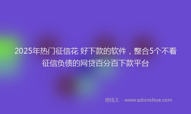 2025年热门征信花 好下款的软件，整合5个不看征信负债的网贷百分百下款平台