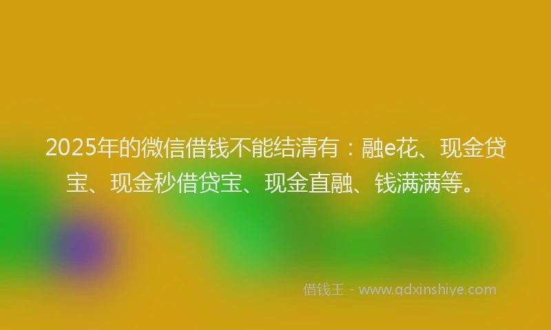 2025年的微信借钱不能结清有：融e花、现金贷宝、现金秒借贷宝、现金直融、钱满满等。