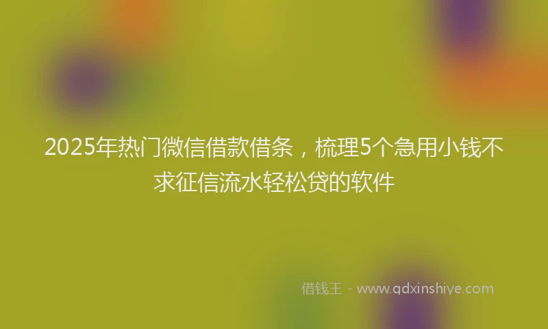 2025年热门微信借款借条，梳理5个急用小钱不求征信流水轻松贷的软件