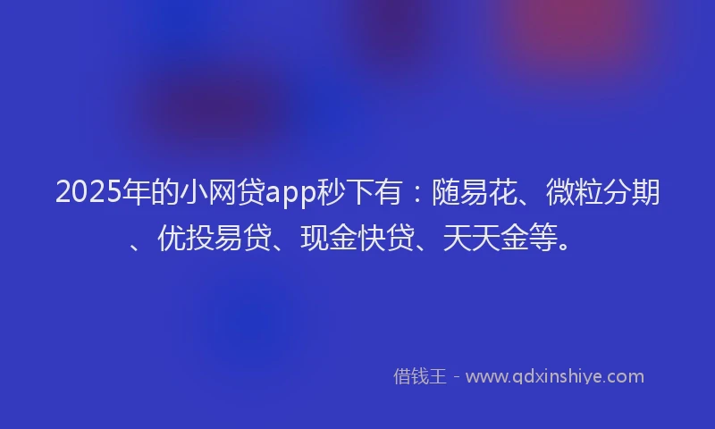 2025年的小网贷app秒下有：随易花、微粒分期、优投易贷、现金快贷、天天金等。