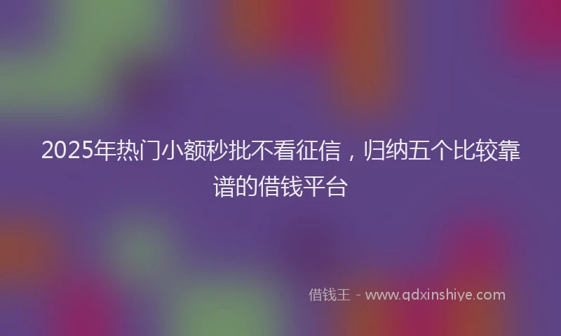 2025年热门小额秒批不看征信，归纳五个比较靠谱的借钱平台