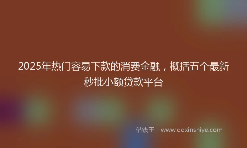 2025年热门容易下款的消费金融，概括五个最新秒批小额贷款平台