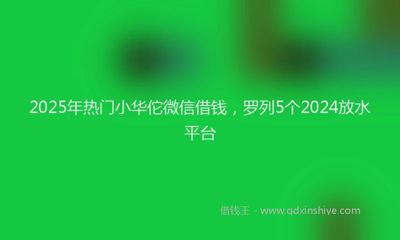 2025年热门小华佗微信借钱，罗列5个2024放水平台