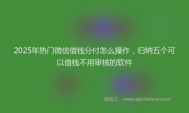 2025年热门微信借钱分付怎么操作，归纳五个可以借钱不用审核的软件
