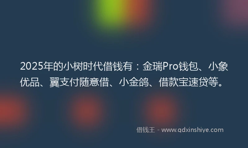 2025年的小树时代借钱有：金瑞Pro钱包、小象优品、翼支付随意借、小金鸽、借款宝速贷等。