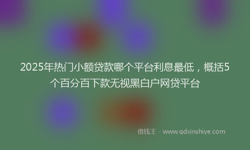 2025年热门小额贷款哪个平台利息最低，概括5个百分百下款无视黑白户网贷平台