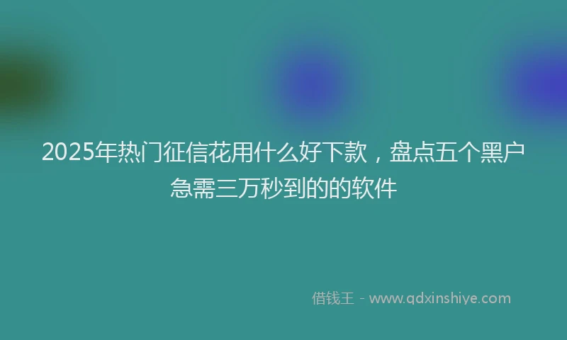 2025年热门征信花用什么好下款，盘点五个黑户急需三万秒到的的软件