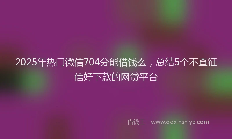 2025年热门微信704分能借钱么，总结5个不查征信好下款的网贷平台