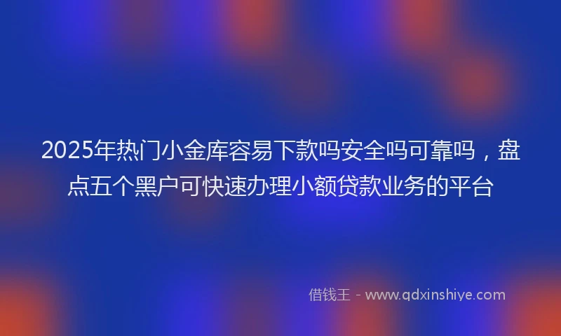 2025年热门小金库容易下款吗安全吗可靠吗，盘点五个黑户可快速办理小额贷款业务的平台