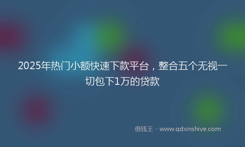 2025年热门小额快速下款平台，整合五个无视一切包下1万的贷款
