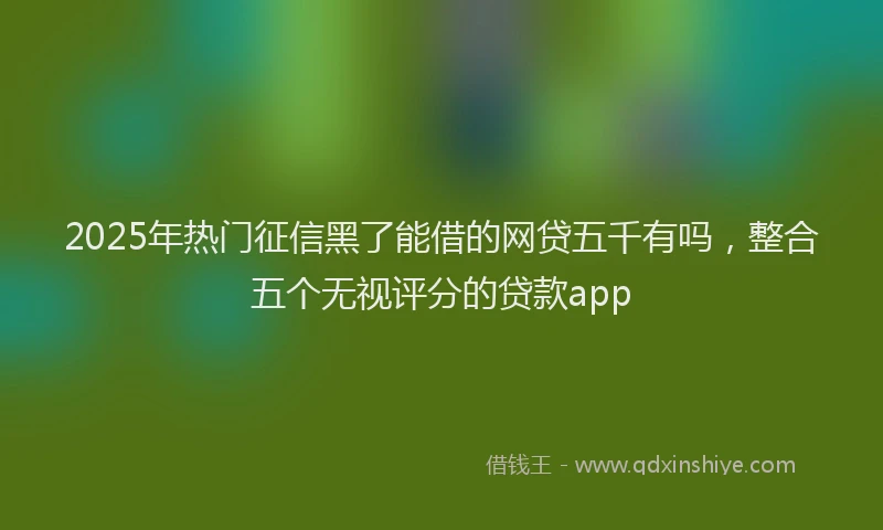 2025年热门征信黑了能借的网贷五千有吗，整合五个无视评分的贷款app