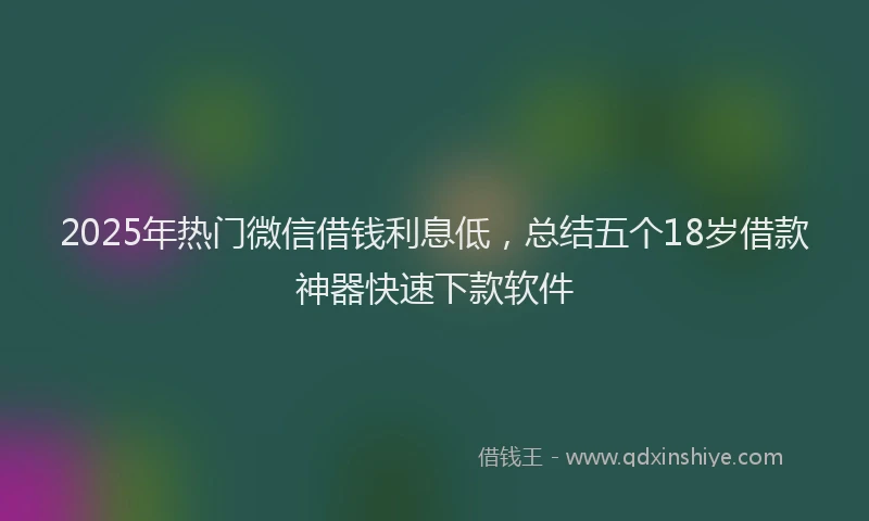 2025年热门微信借钱利息低，总结五个18岁借款神器快速下款软件