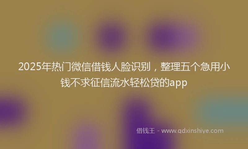 2025年热门微信借钱人脸识别，整理五个急用小钱不求征信流水轻松贷的app