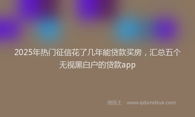 2025年热门征信花了几年能贷款买房，汇总五个无视黑白户的贷款app