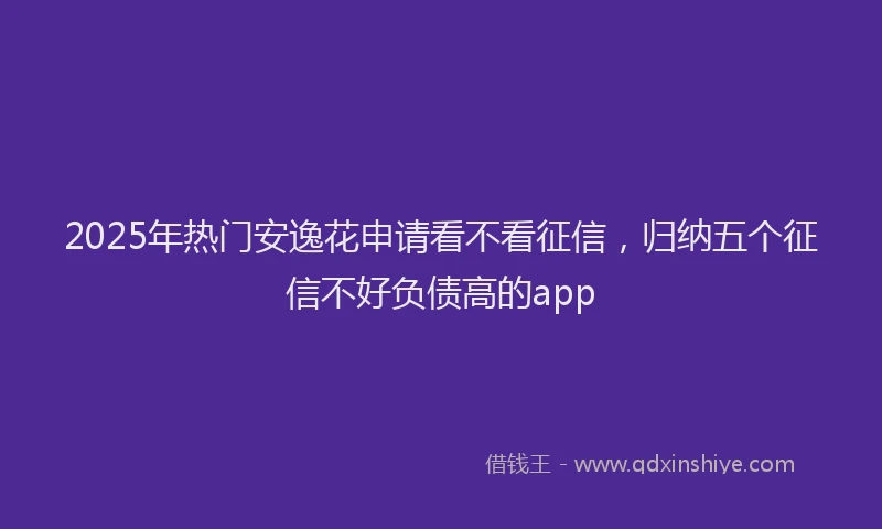 2025年热门安逸花申请看不看征信，归纳五个征信不好负债高的app