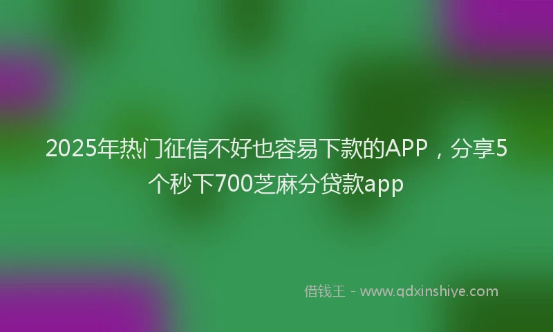 2025年热门征信不好也容易下款的APP，分享5个秒下700芝麻分贷款app