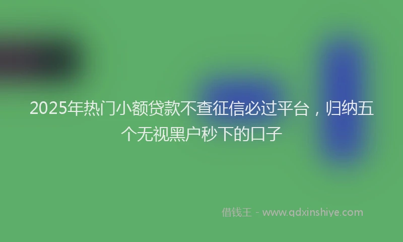2025年热门小额贷款不查征信必过平台，归纳五个无视黑户秒下的口子