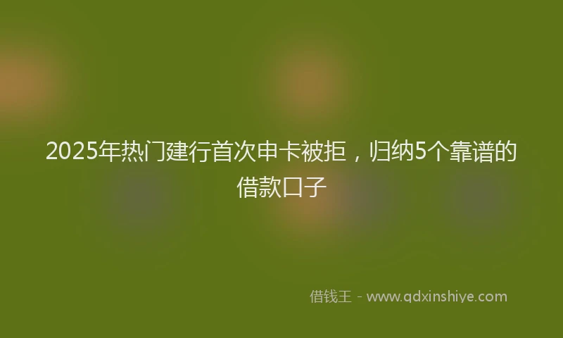 2025年热门建行首次申卡被拒，归纳5个靠谱的借款口子
