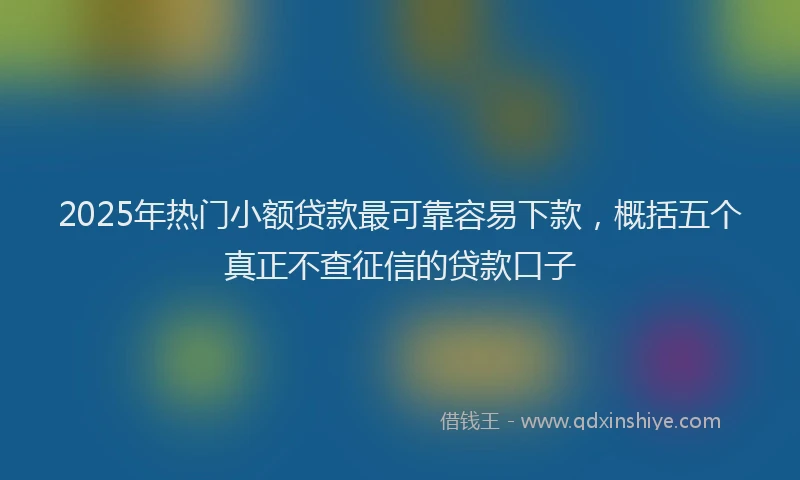2025年热门小额贷款最可靠容易下款，概括五个真正不查征信的贷款口子