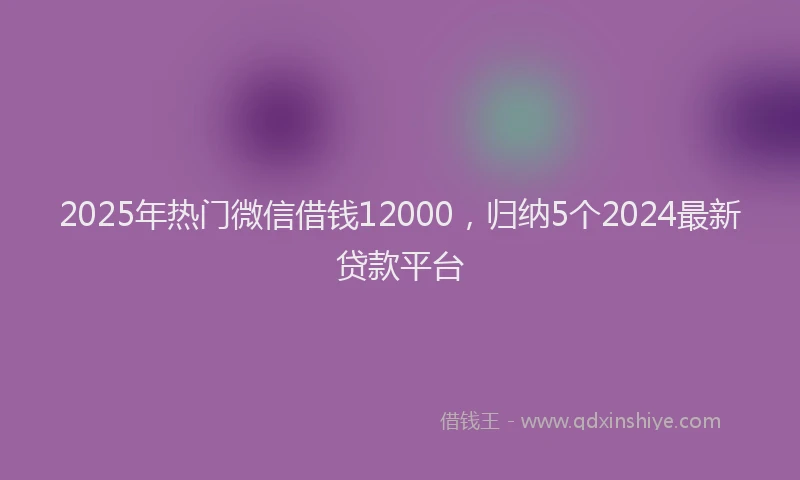 2025年热门微信借钱12000，归纳5个2024最新贷款平台