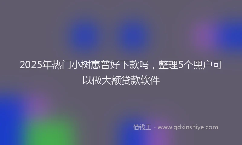 2025年热门小树惠普好下款吗，整理5个黑户可以做大额贷款软件