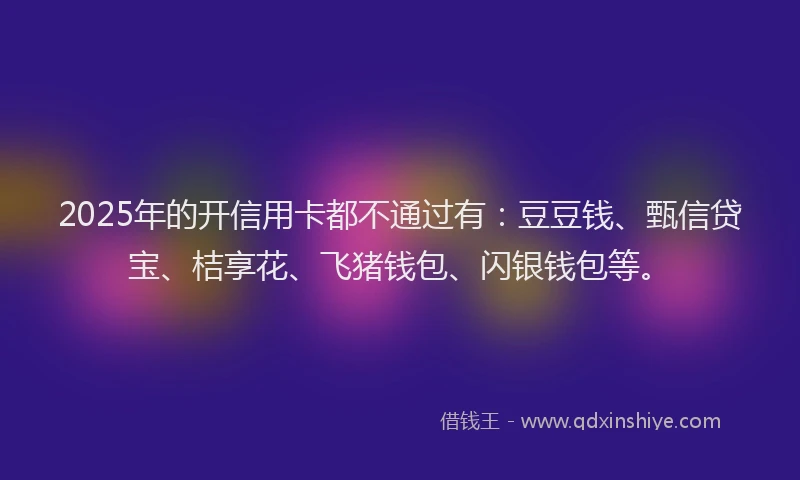 2025年的开信用卡都不通过有：豆豆钱、甄信贷宝、桔享花、飞猪钱包、闪银钱包等。