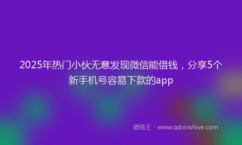 2025年热门小伙无意发现微信能借钱，分享5个新手机号容易下款的app