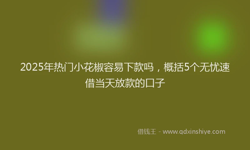 2025年热门小花椒容易下款吗，概括5个无忧速借当天放款的口子