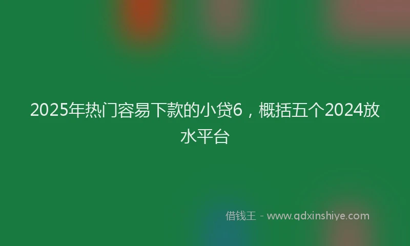 2025年热门容易下款的小贷6，概括五个2024放水平台