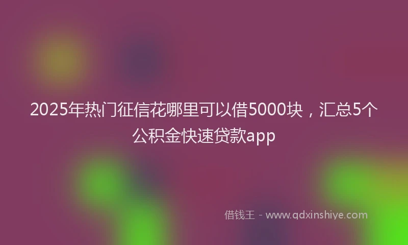 2025年热门征信花哪里可以借5000块，汇总5个公积金快速贷款app