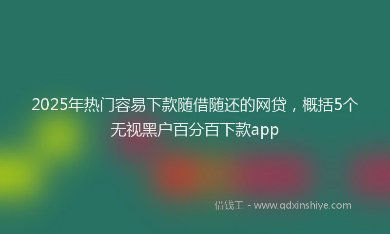 2025年热门容易下款随借随还的网贷，概括5个无视黑户百分百下款app