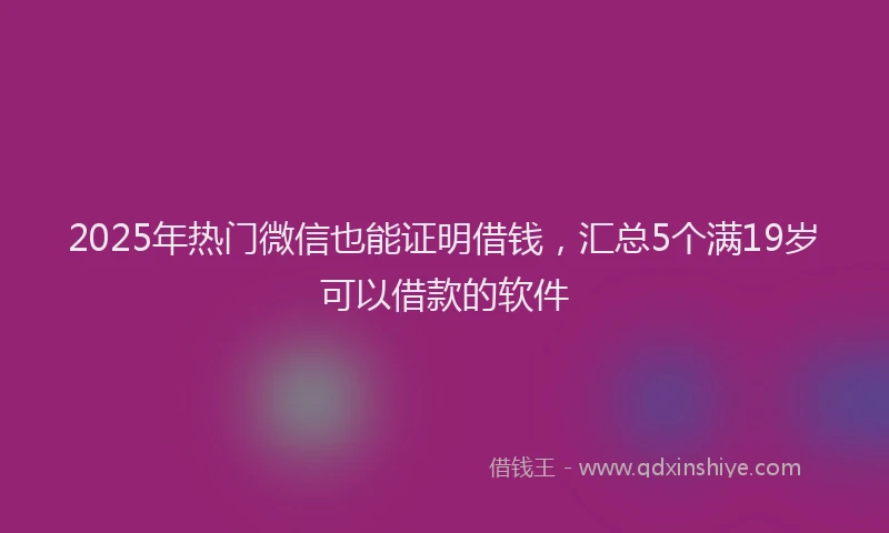 2025年热门微信也能证明借钱，汇总5个满19岁可以借款的软件