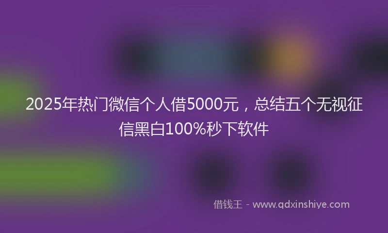 2025年热门微信个人借5000元，总结五个无视征信黑白100%秒下软件