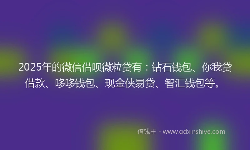 2025年的微信借呗微粒贷有：钻石钱包、你我贷借款、哆哆钱包、现金侠易贷、智汇钱包等。