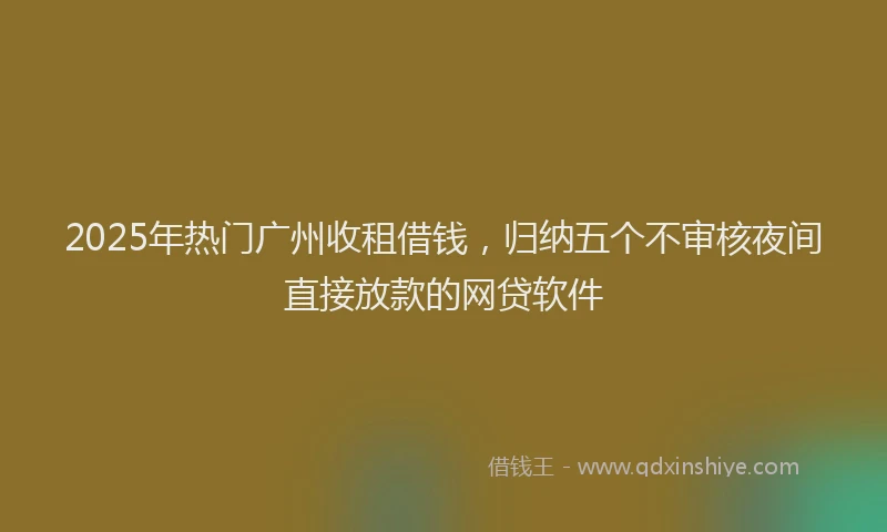 2025年热门广州收租借钱，归纳五个不审核夜间直接放款的网贷软件