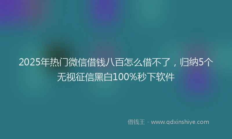 2025年热门微信借钱八百怎么借不了，归纳5个无视征信黑白100%秒下软件