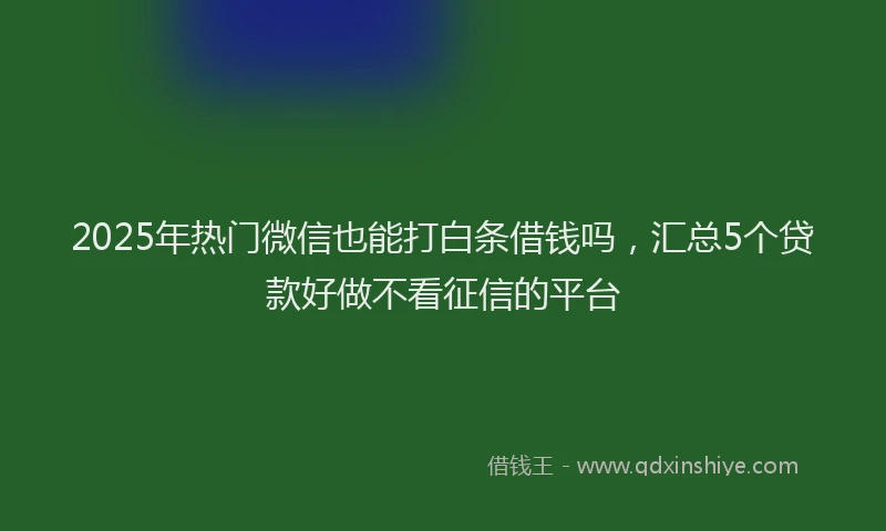 2025年热门微信也能打白条借钱吗，汇总5个贷款好做不看征信的平台